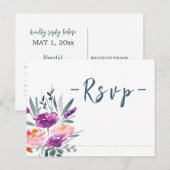 Waterverf Bloemen Bruiloft RSVP Briefkaarten (Voorkant / Achterkant)
