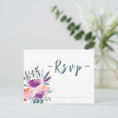 Waterverf Bloemen Bruiloft RSVP Briefkaarten (Staand voorkant)
