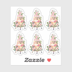 Waterverf Bloemen Bruiloft Taart Bakkerij Planner Sticker