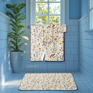 Waterverf Bloemen Burgundy Geel Blauw Groen Bad Handdoek