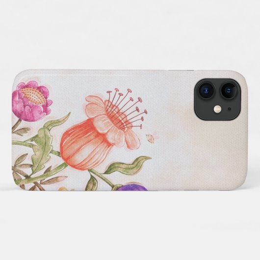 Waterverf bloemen Case-Mate iPhone case (Achterkant (horizontaal))