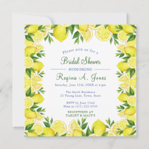 Waterverf Bloemen citroenfruit naadloze rand Bedankkaart
