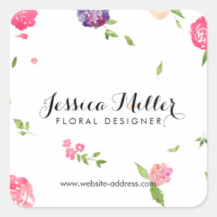  Waterverf Bloemen Craft Designer II Vierkante Sticker