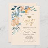 Waterverf Bloemen Cream Graduation Party Kaart (Voorkant / Achterkant)