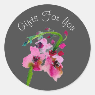 Waterverf bloemen design Gift business branding Ronde Sticker