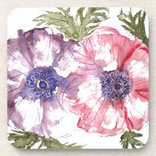 Waterverf bloemen drankjes onderzetter