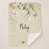 Waterverf Bloemen Drop Sherpa Stroller Boy Deken (Voorkant)