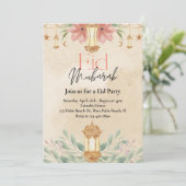 Waterverf Bloemen Eid Party Invitation Kaart (Staand voorkant)
