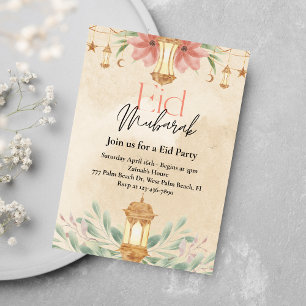 Waterverf Bloemen Eid Party Invitation Kaart