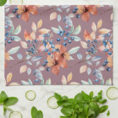 Waterverf bloemen en bessen op Mauve Theedoek (Gevouwen)