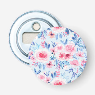 Waterverf bloemen en bladeren 2 button flesopener