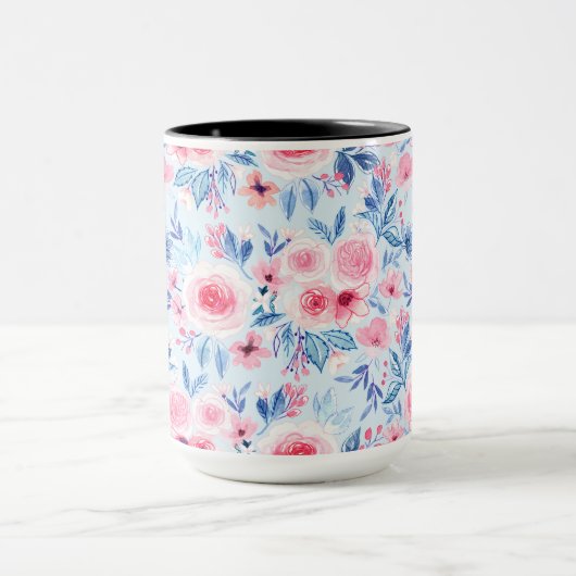 Waterverf bloemen en bladeren 2 mok (Midden)