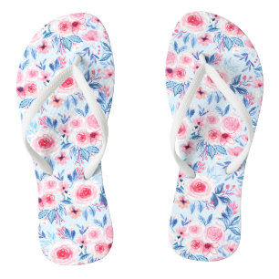 Waterverf bloemen en bladeren 2 teenslippers