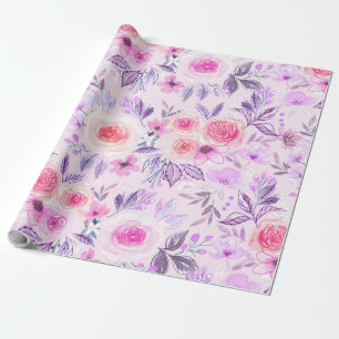 Waterverf bloemen en bladeren 3 cadeaupapier