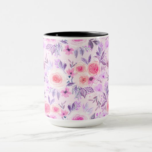 Waterverf bloemen en bladeren 3 mok (Midden)