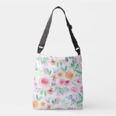 Waterverf bloemen en bladeren crossbody tas (Voorkant)