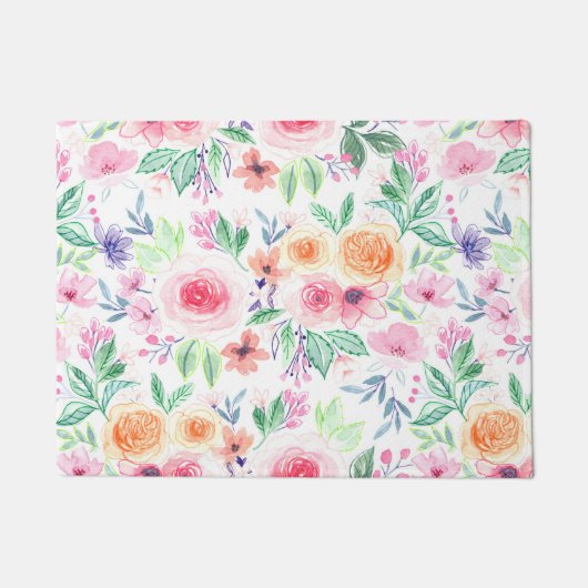 Waterverf bloemen en bladeren deurmat (Voorkant)