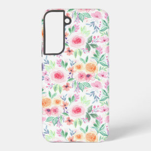 Waterverf bloemen en bladeren samsung galaxy hoesje