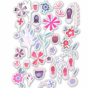 Waterverf bloemen en bloemen sticker