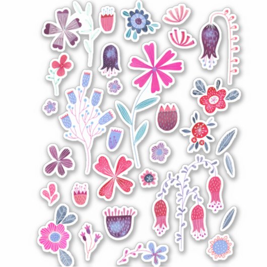 Waterverf bloemen en bloemen sticker (Voorkant)