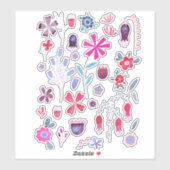 Waterverf bloemen en bloemen sticker (Vel)