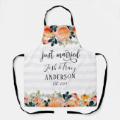 Waterverf bloemen en gestreept net getrouwd schort (Voorkant)