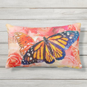 Waterverf bloemen en golfkartonnen buiken buitenkussen