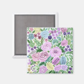 Waterverf, bloemen en macaroons magneet (Voorkant / Achterkant)