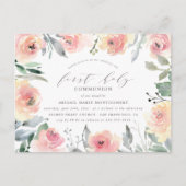 Waterverf bloemen en olievlek eerste Heilige Commu Uitnodiging Briefkaart (Voorkant)