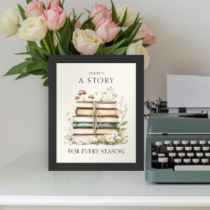 Waterverf Bloemen en Vintage Boeken Poster