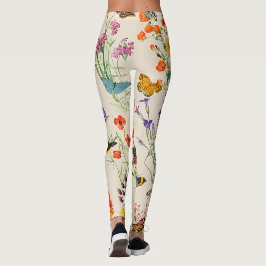 Waterverf bloemen en vlinders leggings (Achterkant)
