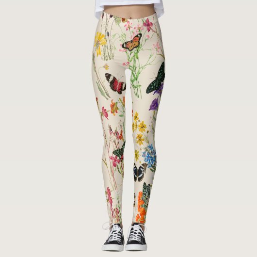 Waterverf bloemen en vlinders leggings (Voorkant)