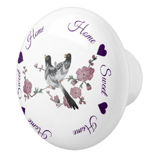 Waterverf Bloemen en Vogels Calligrafie Schrift Keramische Knop