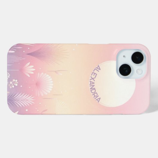 Waterverf bloemen en zon met naam Case-Mate iPhone case (Achterkant (horizontaal))