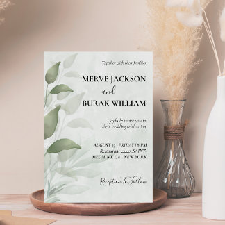 Waterverf bloemen eucalyptus bruiloft kaart
