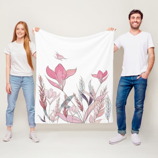 Waterverf bloemen fleece deken (In situ)