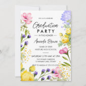 Waterverf Bloemen Foto Afstuderen Klasse van 2025 Kaart (Voorkant)