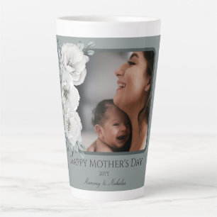 Waterverf Bloemen Foto Moederdag Sage Green Latte Mok