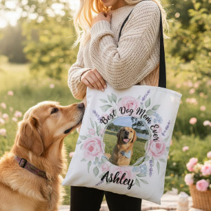 Waterverf Bloemen Foto van Beste Hond Moeder Ooit Draagtas