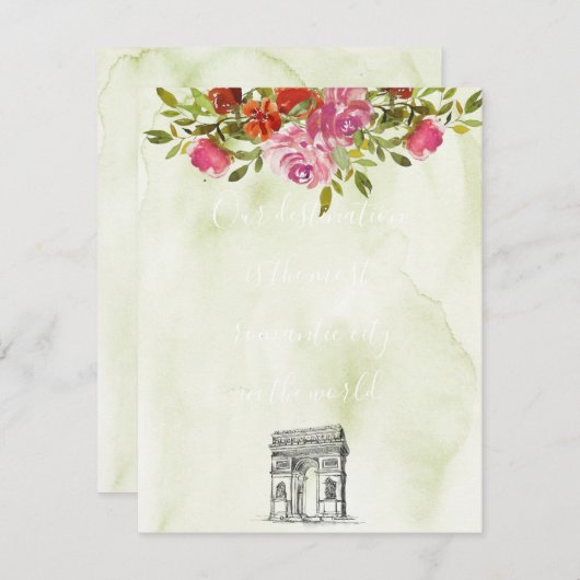 Waterverf Bloemen Franse boog bruiloft Informatiekaartje (Voorkant / Achterkant)