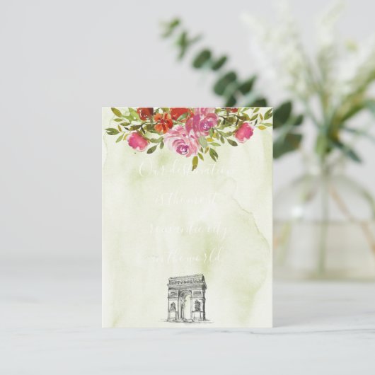Waterverf Bloemen Franse boog bruiloft Informatiekaartje (Staand voorkant)