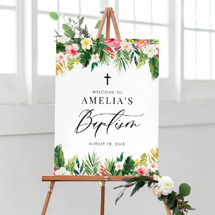 Waterverf Bloemen Garland Tropische Doop Poster