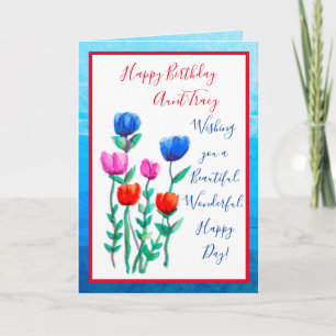 Waterverf Bloemen Gelukkige Verjaardag Kaart
