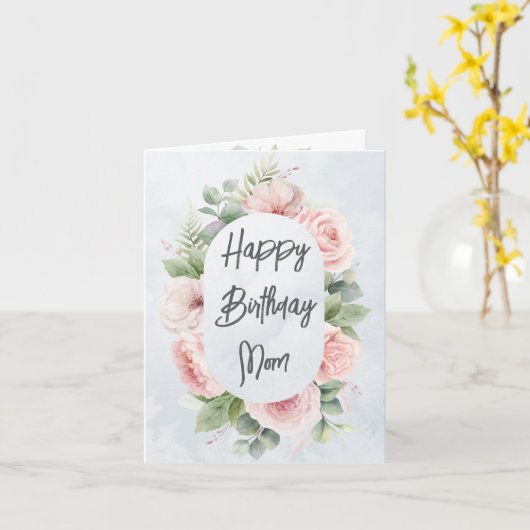 Waterverf Bloemen Gepersonaliseerde Verjaardag Moe Kaart (Gele Bloem)