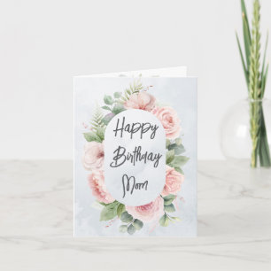 Waterverf Bloemen Gepersonaliseerde Verjaardag Moe Kaart