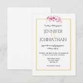 Waterverf Bloemen Goud lijst huwelijksuitnodiginge Kaart (Voorkant / Achterkant)