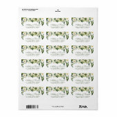 Waterverf Bloemen Groen Wit Bruiloft GS Etiket (Full Sheet)