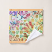 Waterverf bloemen groot met sierstrip bad handdoek (Wasdoekje)