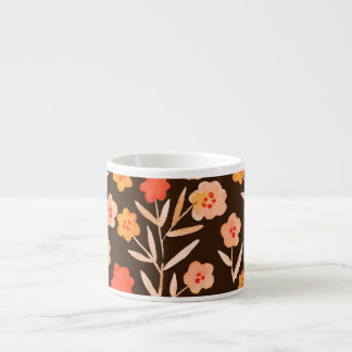 Waterverf Bloemen: Hand getrokken textuur Espresso Kop