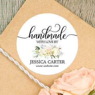 Waterverf Bloemen HANDGEMAAKT MET LIEFDE Business Ronde Sticker